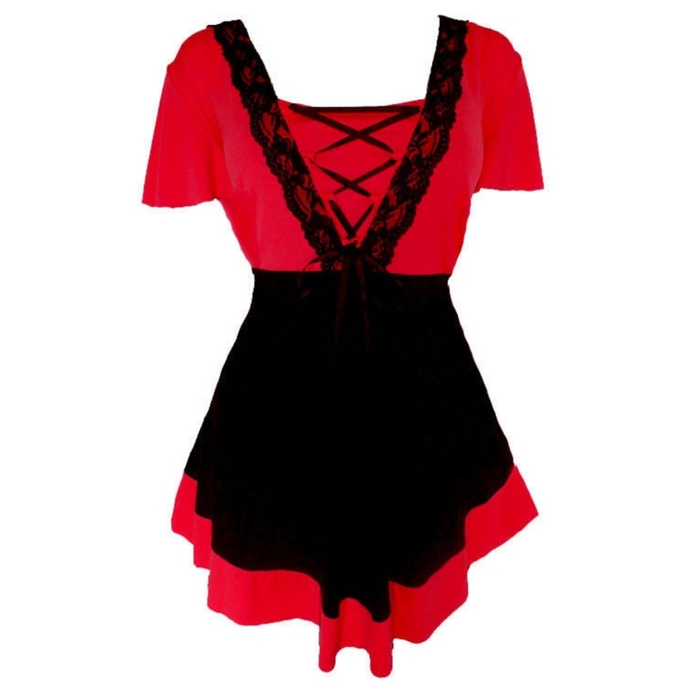 Dare to Wear Eye Candy Top in Cherry Red 1X 14